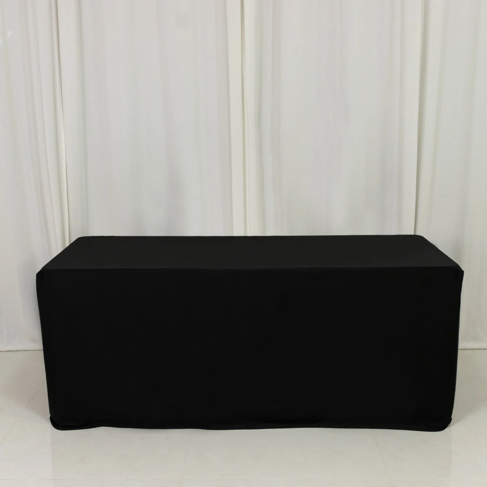 6ft Scuba Rectangular Fitted Tablecloth Black â€“ Wrinkle - Free, Stain Resistant - Bell Racket Store