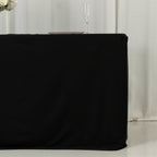 6ft Scuba Rectangular Fitted Tablecloth Black â€“ Wrinkle - Free, Stain Resistant - Bell Racket Store