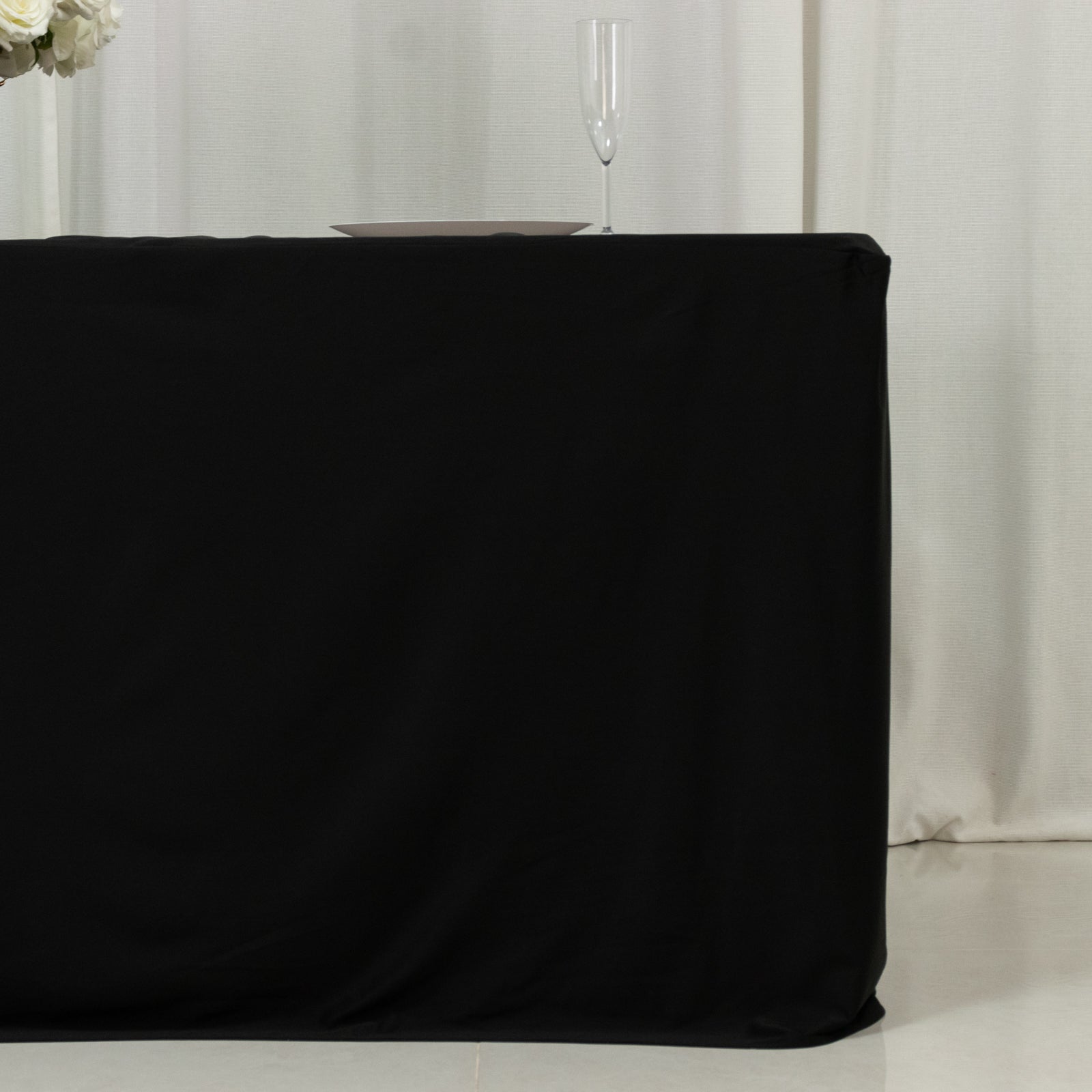 6ft Scuba Rectangular Fitted Tablecloth Black â€“ Wrinkle - Free, Stain Resistant - Bell Racket Store