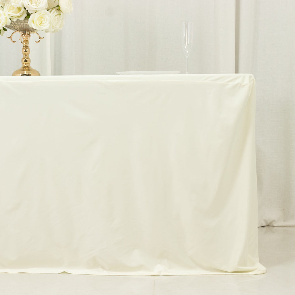 6ft Scuba Rectangular Fitted Tablecloth Ivory â€“ Wrinkle - Free, Stain Resistant - Bell Racket Store