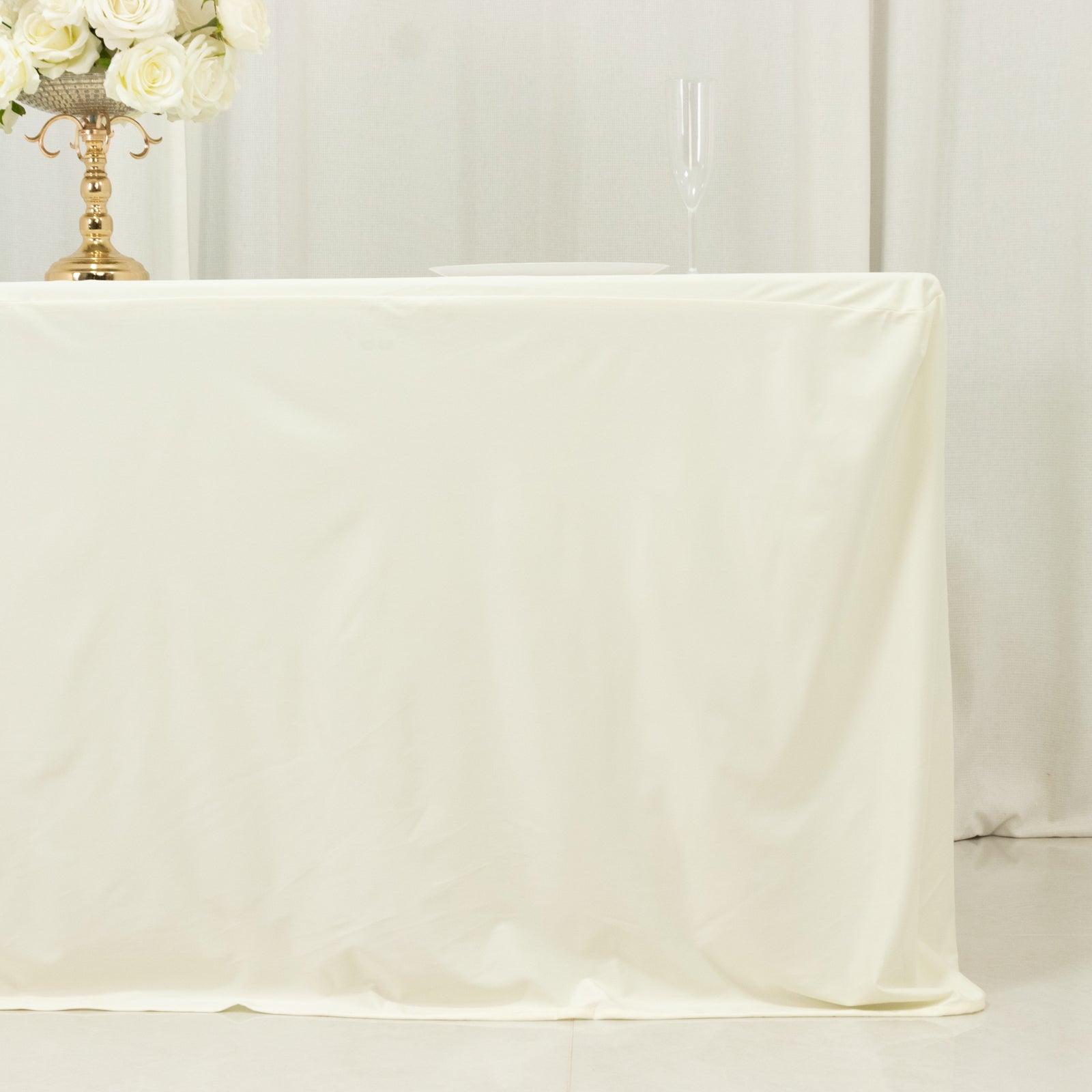 6ft Scuba Rectangular Fitted Tablecloth Ivory â€“ Wrinkle - Free, Stain Resistant - Bell Racket Store