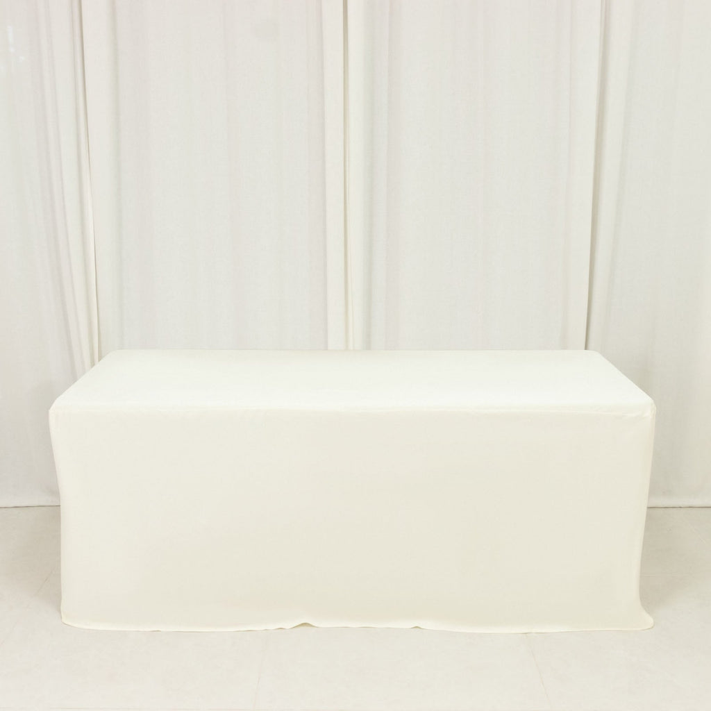 6ft Scuba Rectangular Fitted Tablecloth Ivory â€“ Wrinkle - Free, Stain Resistant - Bell Racket Store