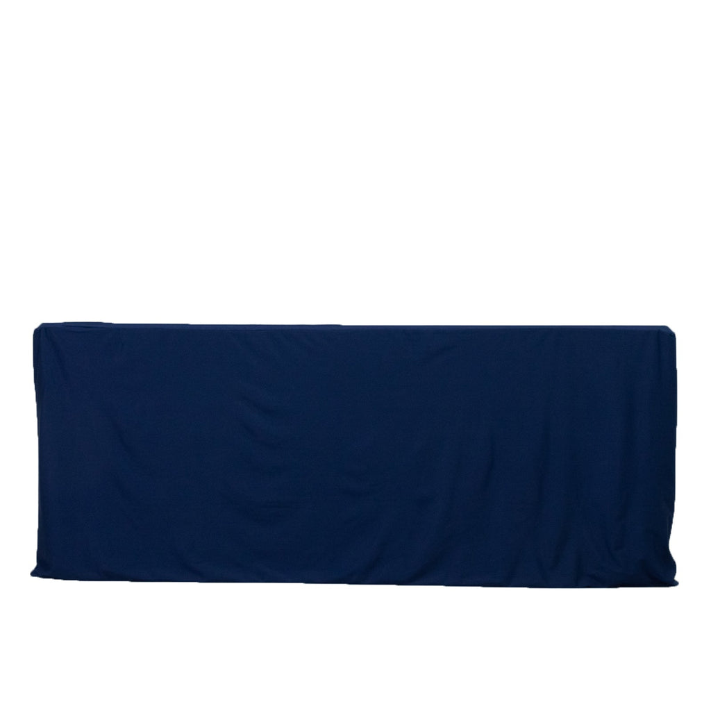 6ft Scuba Rectangular Fitted Tablecloth Navy Blue â€“ Wrinkle - Free, Stain Resistant - Bell Racket Store