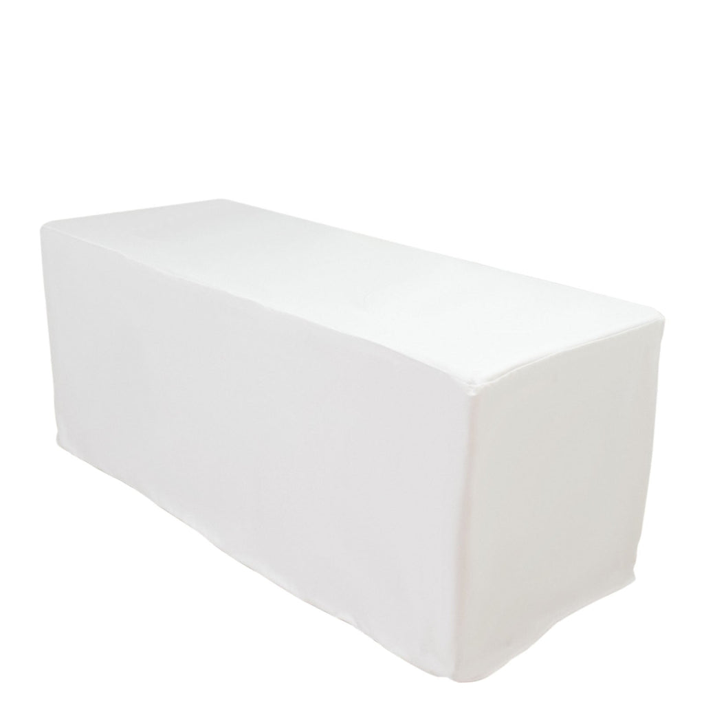 6ft Scuba Rectangular Fitted Tablecloth White â€“ Wrinkle - Free, Stain Resistant - Bell Racket Store