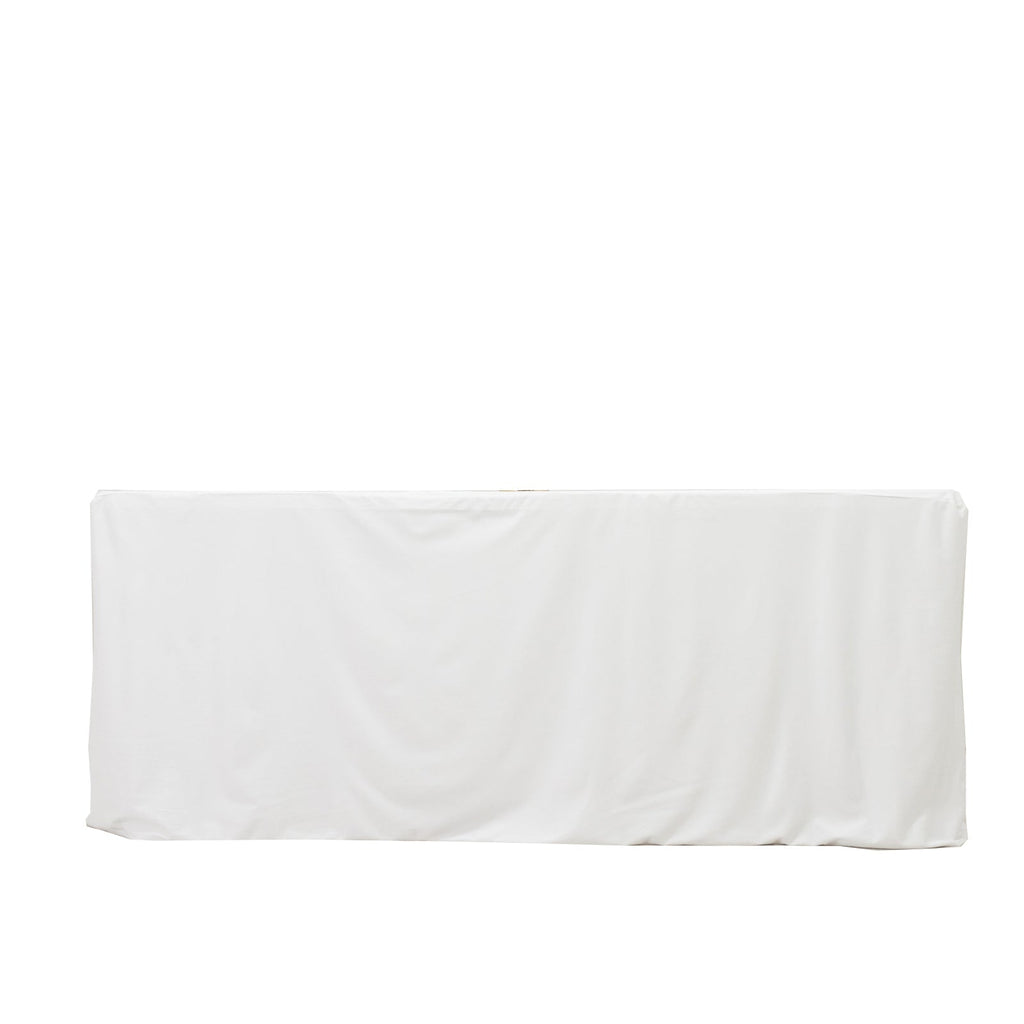 6ft Scuba Rectangular Fitted Tablecloth White â€“ Wrinkle - Free, Stain Resistant - Bell Racket Store