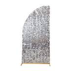 6ft Silver Double Sided Big Payette Sequin Chiara Wedding Arch Cover For Half Moon Backdrop Stand - Bell Racket Store