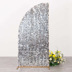 6ft Silver Double Sided Big Payette Sequin Chiara Wedding Arch Cover For Half Moon Backdrop Stand - Bell Racket Store