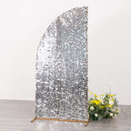 6ft Silver Double Sided Big Payette Sequin Chiara Wedding Arch Cover For Half Moon Backdrop Stand - Bell Racket Store