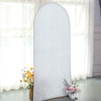 6ft Silver Shimmer Tinsel Spandex Chiara Backdrop Stand Cover For Fitted Round Top Wedding Arch - Bell Racket Store