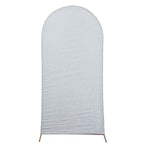 6ft Silver Shimmer Tinsel Spandex Chiara Backdrop Stand Cover For Fitted Round Top Wedding Arch - Bell Racket Store