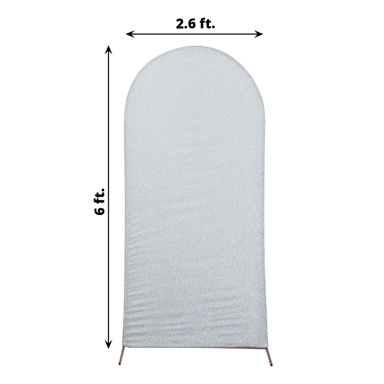 6ft Silver Shimmer Tinsel Spandex Chiara Backdrop Stand Cover For Fitted Round Top Wedding Arch - Bell Racket Store