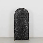 6ft Sparkly Black Big Payette Sequin Fitted Wedding Arch Cover for Round Top Chiara Backdrop Stand - Bell Racket Store