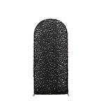 6ft Sparkly Black Big Payette Sequin Fitted Wedding Arch Cover for Round Top Chiara Backdrop Stand - Bell Racket Store
