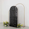 6ft Sparkly Black Big Payette Sequin Fitted Wedding Arch Cover for Round Top Chiara Backdrop Stand - Bell Racket Store