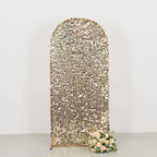 6ft Sparkly Champagne Big Payette Sequin Fitted Wedding Arch Cover for Round Top Chiara Backdrop Stand - Bell Racket Store