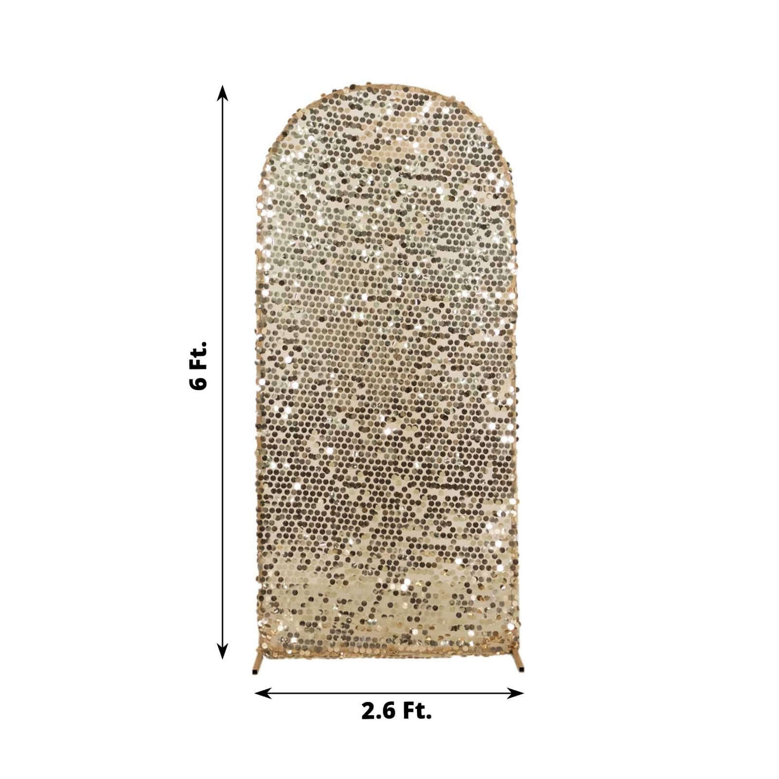 6ft Sparkly Champagne Big Payette Sequin Fitted Wedding Arch Cover for Round Top Chiara Backdrop Stand - Bell Racket Store