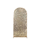 6ft Sparkly Champagne Big Payette Sequin Fitted Wedding Arch Cover for Round Top Chiara Backdrop Stand - Bell Racket Store
