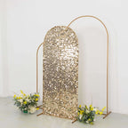 6ft Sparkly Champagne Big Payette Sequin Fitted Wedding Arch Cover for Round Top Chiara Backdrop Stand - Bell Racket Store