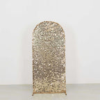6ft Sparkly Champagne Big Payette Sequin Fitted Wedding Arch Cover for Round Top Chiara Backdrop Stand - Bell Racket Store