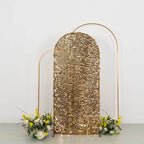 6ft Sparkly Gold Big Payette Sequin Fitted Wedding Arch Cover for Round Top Chiara Backdrop Stand - Bell Racket Store
