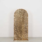 6ft Sparkly Gold Big Payette Sequin Fitted Wedding Arch Cover for Round Top Chiara Backdrop Stand - Bell Racket Store