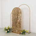 6ft Sparkly Gold Big Payette Sequin Fitted Wedding Arch Cover for Round Top Chiara Backdrop Stand - Bell Racket Store