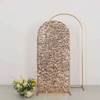 6ft Sparkly Rose Gold Big Payette Sequin Fitted Wedding Arch Cover for Round Top Chiara Backdrop Stand - Bell Racket Store