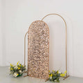 6ft Sparkly Rose Gold Big Payette Sequin Fitted Wedding Arch Cover for Round Top Chiara Backdrop Stand - Bell Racket Store
