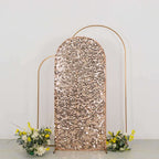 6ft Sparkly Rose Gold Big Payette Sequin Fitted Wedding Arch Cover for Round Top Chiara Backdrop Stand - Bell Racket Store