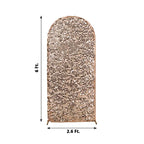 6ft Sparkly Rose Gold Big Payette Sequin Fitted Wedding Arch Cover for Round Top Chiara Backdrop Stand - Bell Racket Store