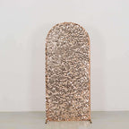 6ft Sparkly Rose Gold Big Payette Sequin Fitted Wedding Arch Cover for Round Top Chiara Backdrop Stand - Bell Racket Store