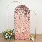 6ft Sparkly Rose Gold Double Sided Big Payette Sequin Chiara Backdrop Stand Cover For Fitted Round Top Wedding Arch - Bell Racket Store