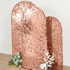 6ft Sparkly Rose Gold Double Sided Big Payette Sequin Chiara Backdrop Stand Cover For Fitted Round Top Wedding Arch - Bell Racket Store