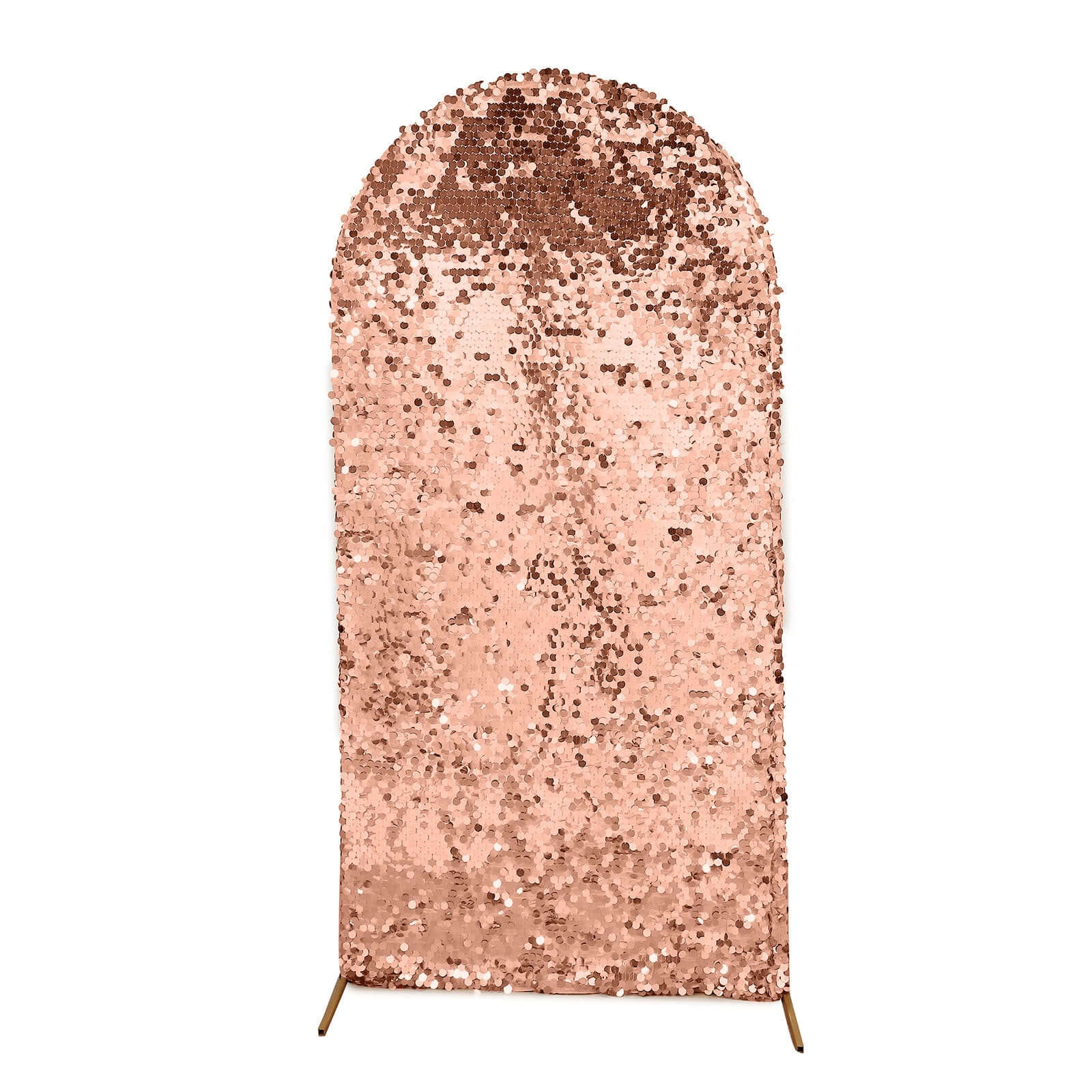 6ft Sparkly Rose Gold Double Sided Big Payette Sequin Chiara Backdrop Stand Cover For Fitted Round Top Wedding Arch - Bell Racket Store