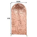 6ft Sparkly Rose Gold Double Sided Big Payette Sequin Chiara Backdrop Stand Cover For Fitted Round Top Wedding Arch - Bell Racket Store