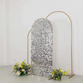 6ft Sparkly Silver Big Payette Sequin Fitted Wedding Arch Cover for Round Top Chiara Backdrop Stand - Bell Racket Store