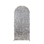 6ft Sparkly Silver Big Payette Sequin Fitted Wedding Arch Cover for Round Top Chiara Backdrop Stand - Bell Racket Store