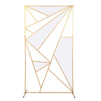 6ft Tall Gold Metal Rectangular Geometric Flower Frame Prop Stand, Wedding Backdrop Floor Stand With Cloudy Film Insert - Bell Racket Store