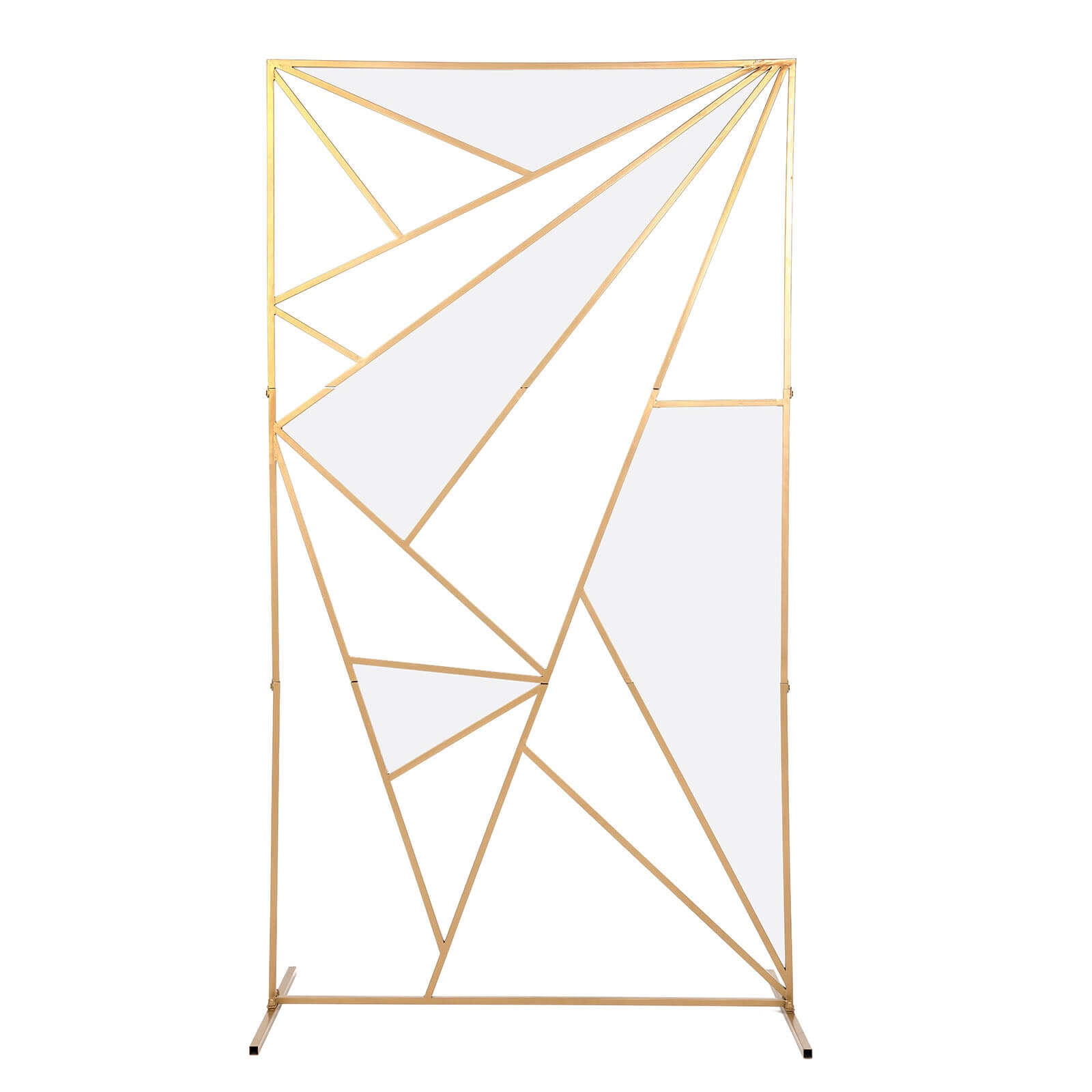 6ft Tall Gold Metal Rectangular Geometric Flower Frame Prop Stand, Wedding Backdrop Floor Stand With Cloudy Film Insert - Bell Racket Store