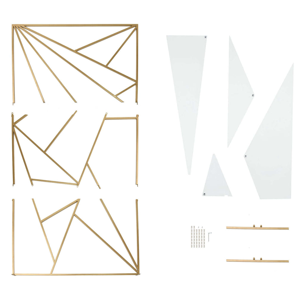 6ft Tall Gold Metal Rectangular Geometric Flower Frame Prop Stand, Wedding Backdrop Floor Stand With Cloudy Film Insert - Bell Racket Store