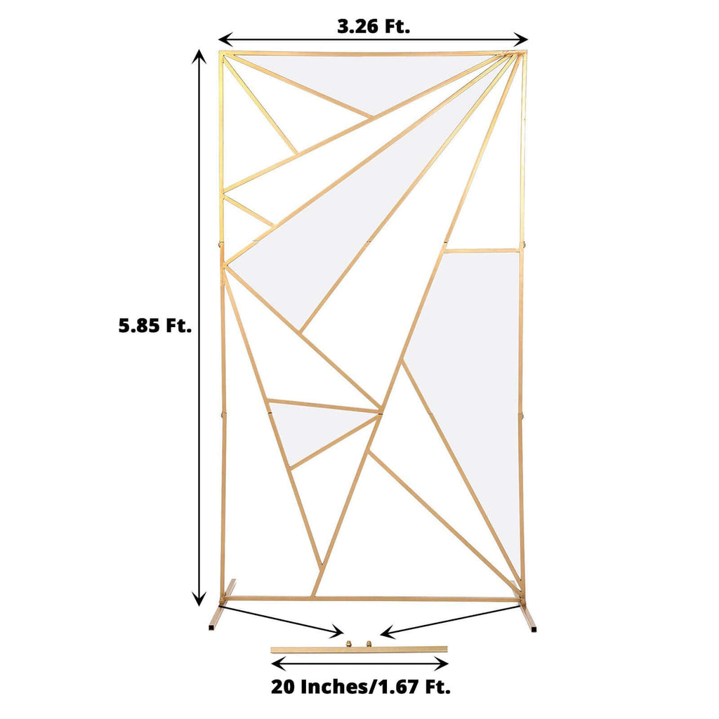 6ft Tall Gold Metal Rectangular Geometric Flower Frame Prop Stand, Wedding Backdrop Floor Stand With Cloudy Film Insert - Bell Racket Store