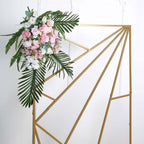 6ft Tall Gold Metal Rectangular Geometric Flower Frame Prop Stand, Wedding Backdrop Floor Stand With Cloudy Film Insert - Bell Racket Store
