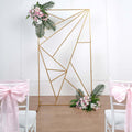 6ft Tall Gold Metal Rectangular Geometric Flower Frame Prop Stand, Wedding Backdrop Floor Stand With Cloudy Film Insert - Bell Racket Store