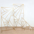 6ft Tall Gold Metal Rectangular Geometric Flower Frame Prop Stand, Wedding Backdrop Floor Stand With Cloudy Film Insert - Bell Racket Store