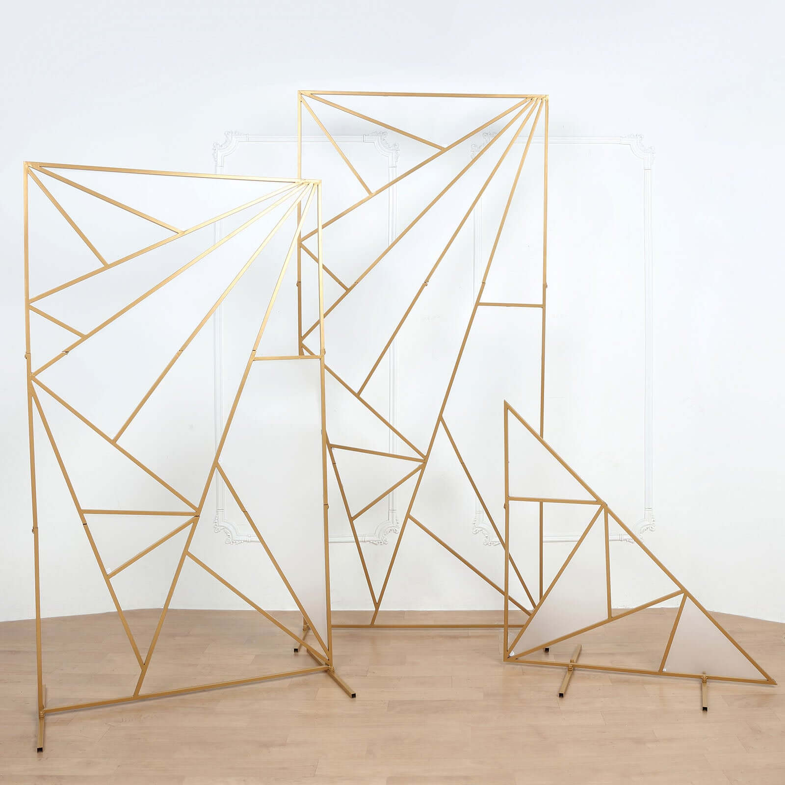 6ft Tall Gold Metal Rectangular Geometric Flower Frame Prop Stand, Wedding Backdrop Floor Stand With Cloudy Film Insert - Bell Racket Store