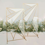 6ft Tall Gold Metal Rectangular Geometric Flower Frame Prop Stand, Wedding Backdrop Floor Stand With Cloudy Film Insert - Bell Racket Store
