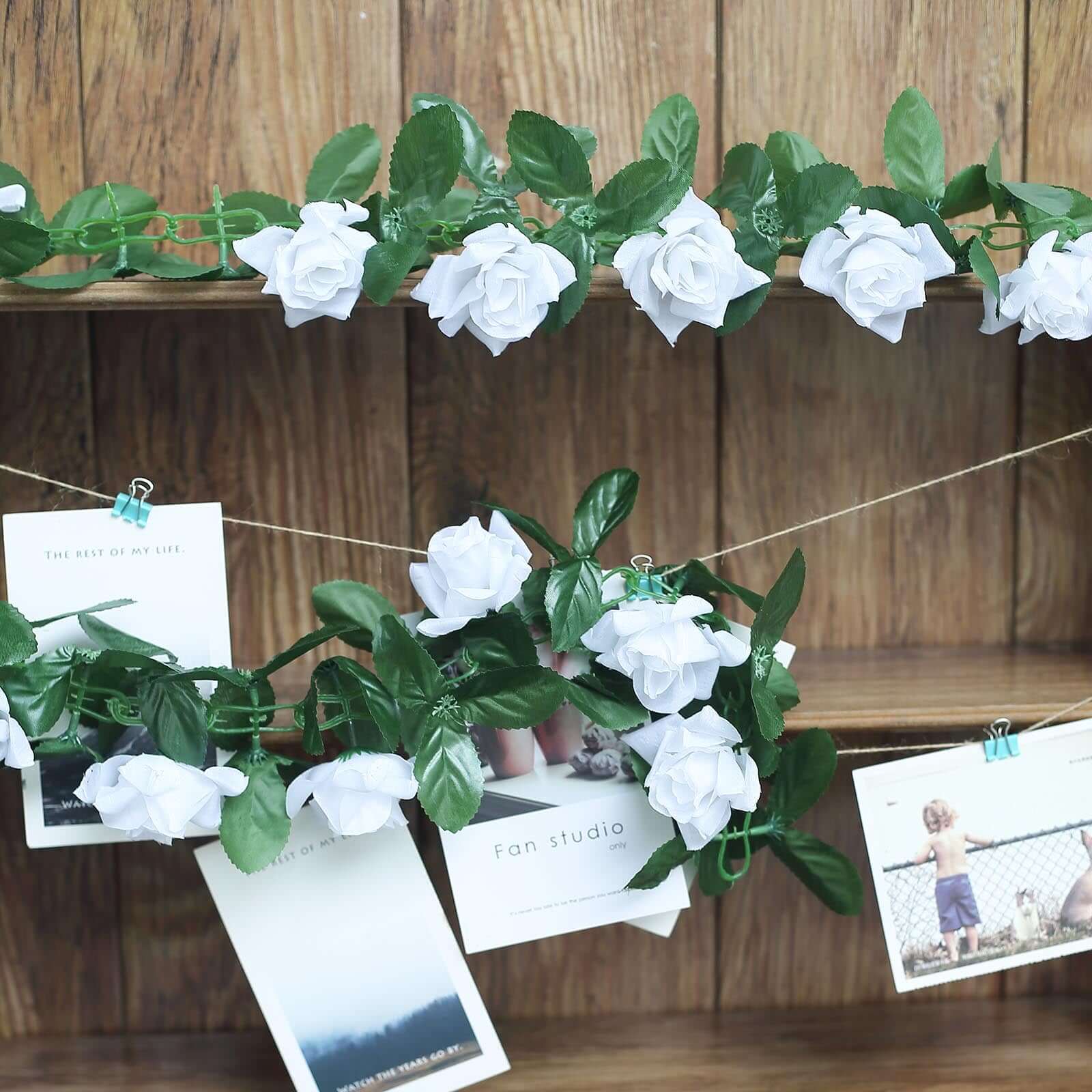 6ft White Artificial Silk Rose Garland UV Protected Flower Chain - NestOCart