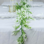 6ft White Real Touch Faux Baby Breath Hanging Flower Vines, Artificial Silk Gypsophila Table Flower Garland - Bell Racket Store