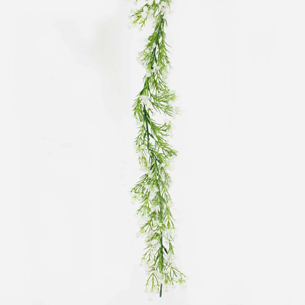 6ft White Real Touch Faux Baby Breath Hanging Flower Vines, Artificial Silk Gypsophila Table Flower Garland - Bell Racket Store