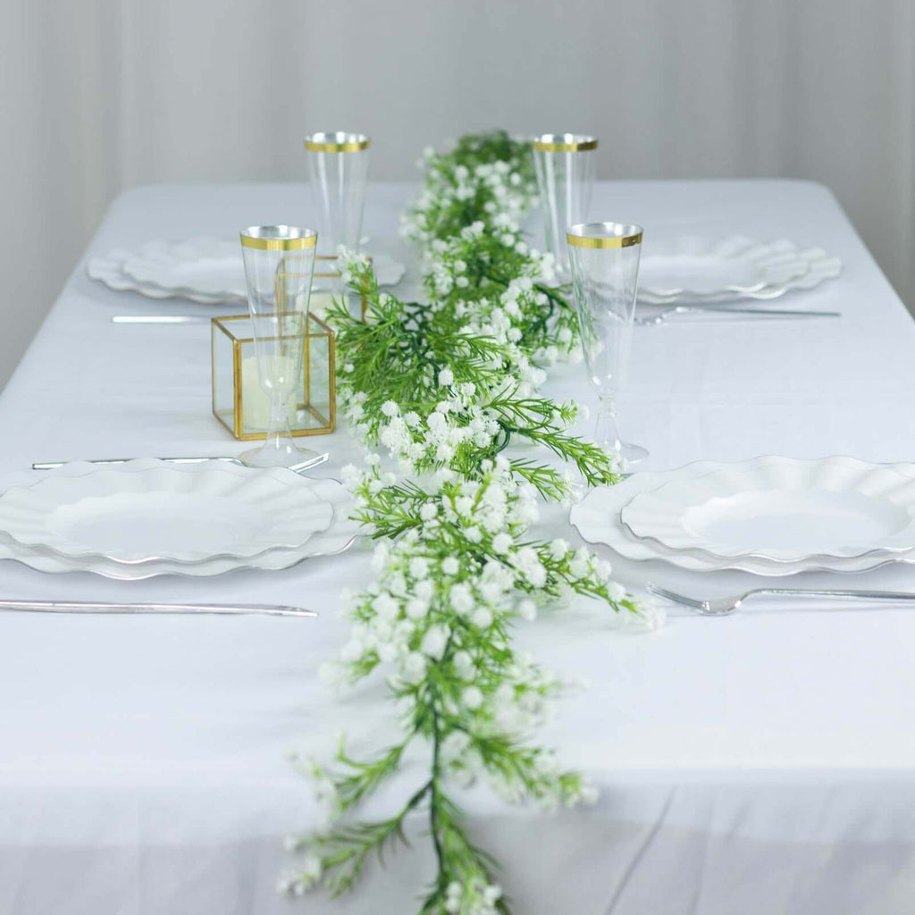 6ft White Real Touch Faux Baby Breath Hanging Flower Vines, Artificial Silk Gypsophila Table Flower Garland - Bell Racket Store